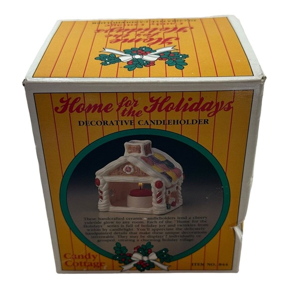JASCO Candle Holder Gingerbread House Handpainted Ceramic Candy Cottage Vintage - Picture 13 of 15